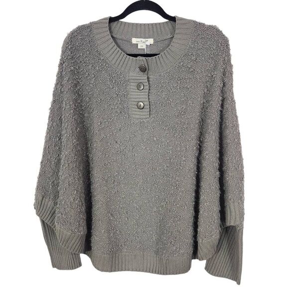 Simply Noelle Gray Poncho Sweater NWT Size Small/Medium Gray Sweater - Picture 1 of 10